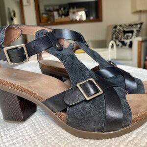 Dansko Dominique Buckle T-Strap Block Heeled Sandals